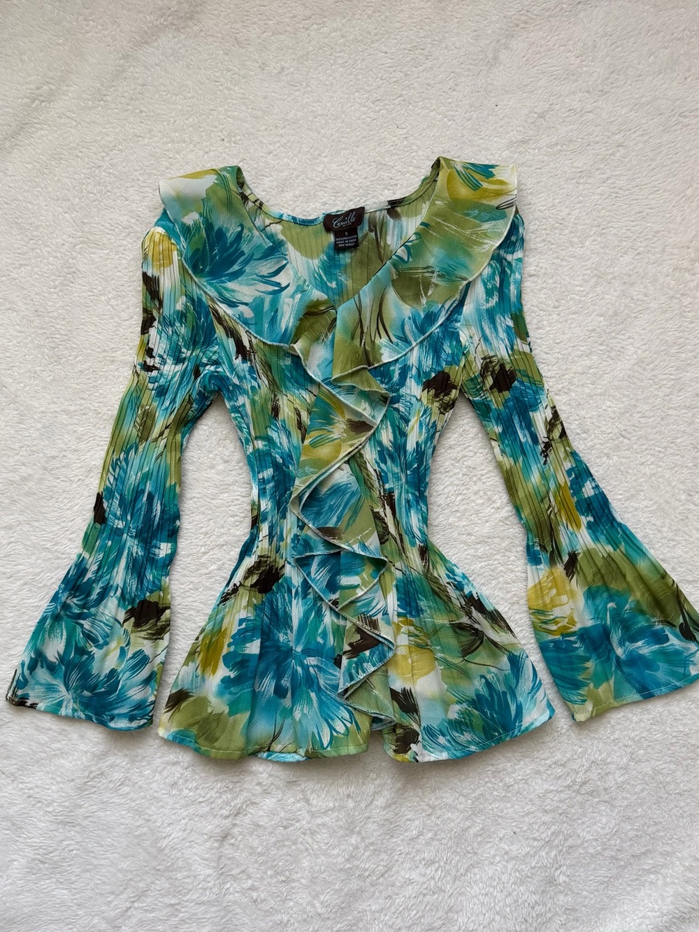 Gorgeous vintage 90s Camille La Vie chiffon floral blouse!